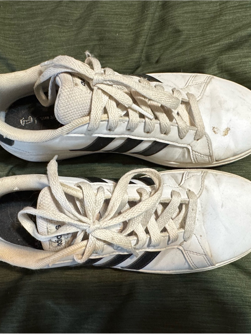 adidas White Low-Top Sneakers with Black Stripes